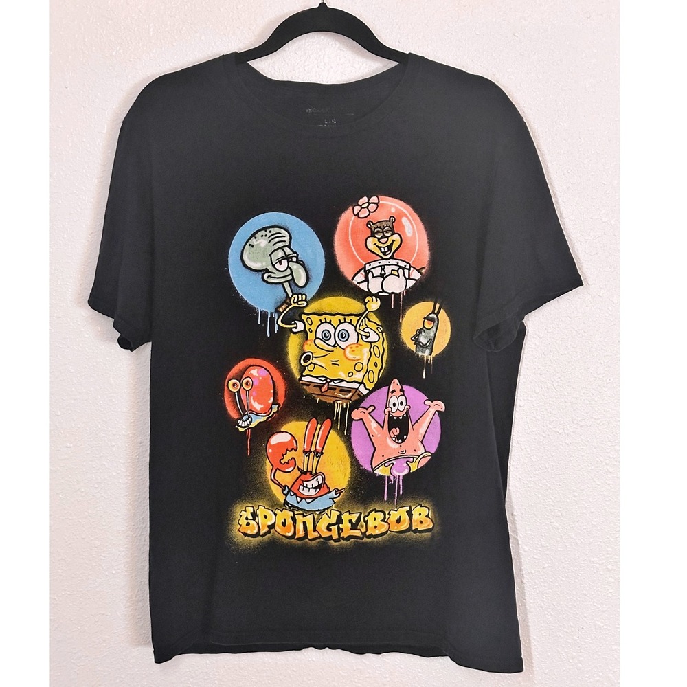 Nickelodeon Spongebob Casual Graphic Crew Neck T Shirt Adult -‎ Size Large
